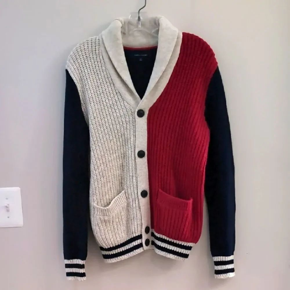 Tommy Hilfiger 90s Y2K Style Colorblock Shawl Cardigan with Pockets Sz S